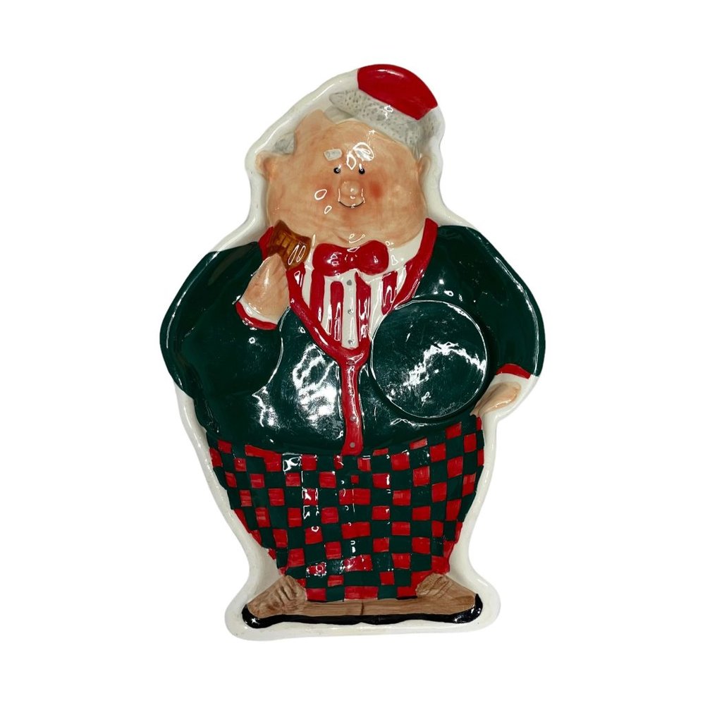 Boston Warehouse Trading Vintage 2002 Santa Claus Shaped Platter 11.5" Christmas